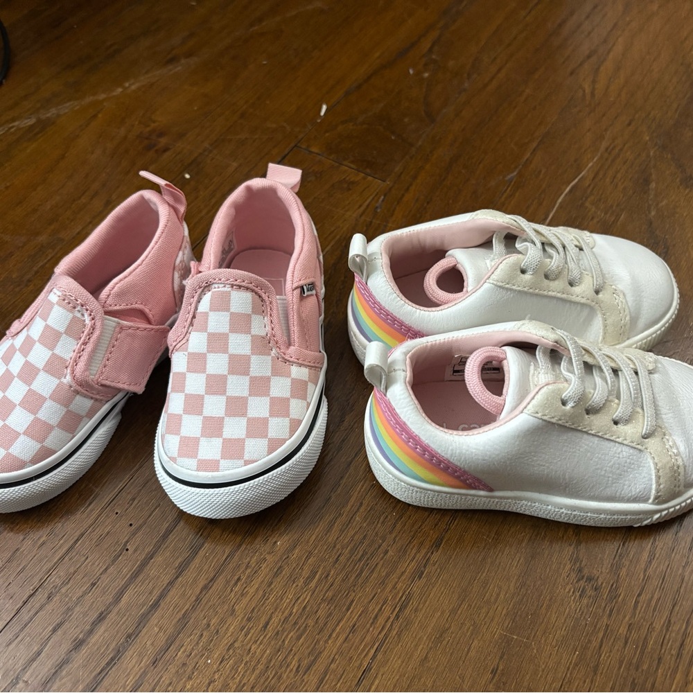 Vans Pink and White Checkered Slip-On Sneakers